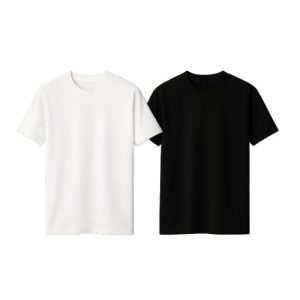 Pack of 2 Men’s Round Neck T-Shirts (White & Black), Regular Fit, 180 GSM